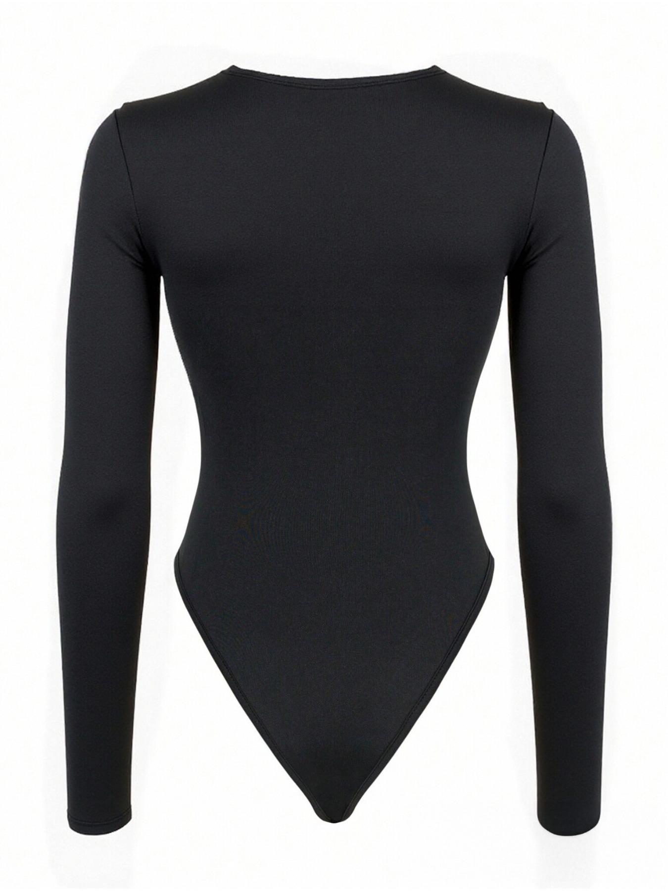 Women's Spring & Fall One-Piece Bodysuit, Long Sleeve Slimming Underwear, Casual Bottoms for Daily Wear, Comfortable Fit, Fashion