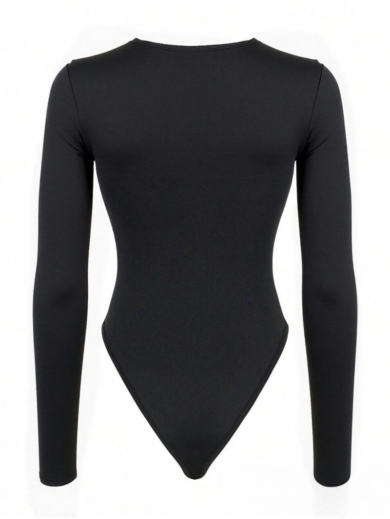 Women's Spring & Fall One-Piece Bodysuit, Long Sleeve Slimming Underwear, Casual Bottoms for Daily Wear, Comfortable Fit