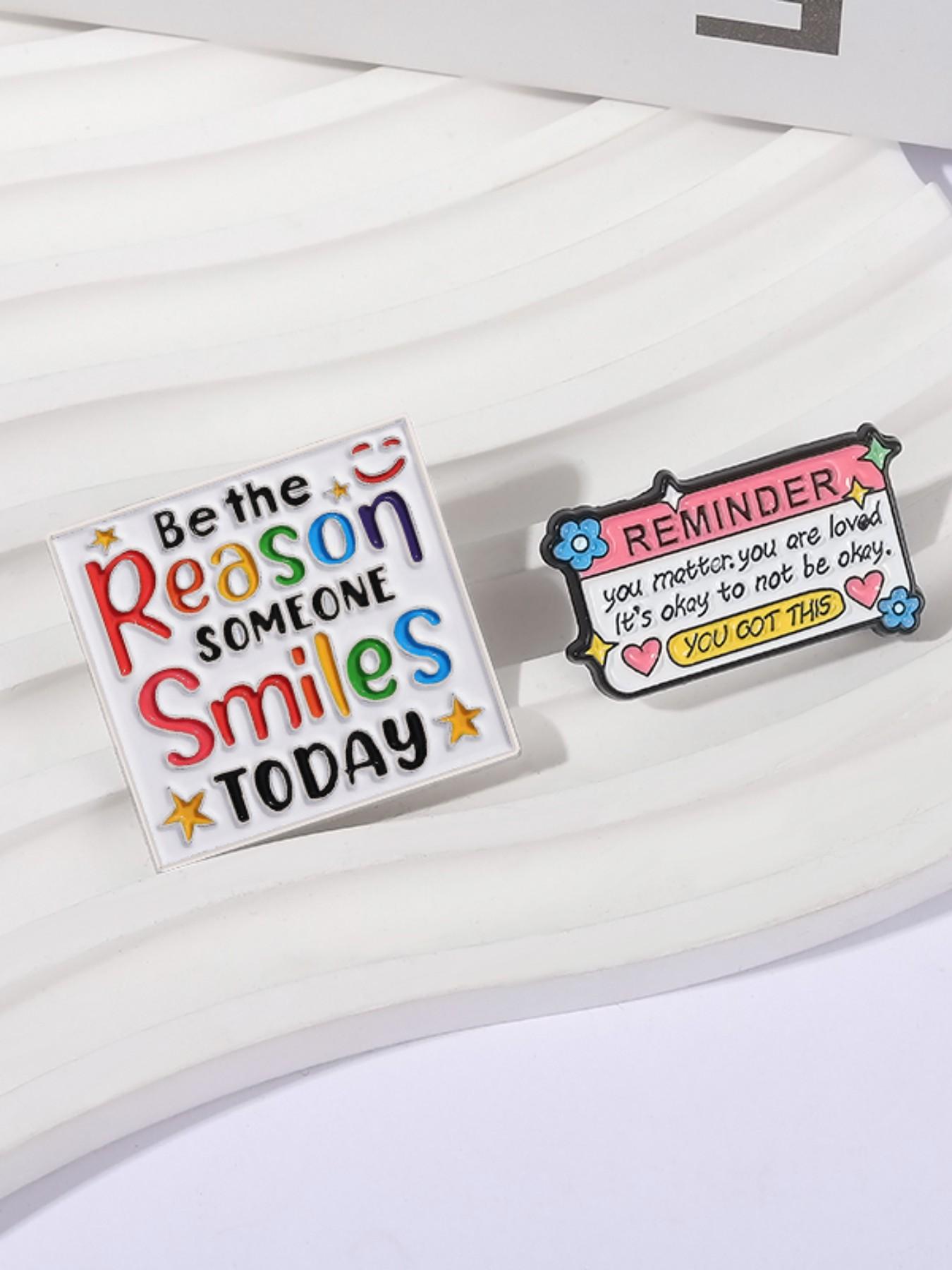 1/2Pcs Positive Message Badges Motivational Slogan Theme Social Advocacy Design Self Empowerment Quotes for Daily Inspiration Accessory Backpack Office Decoration Mental Wellness Gift Set