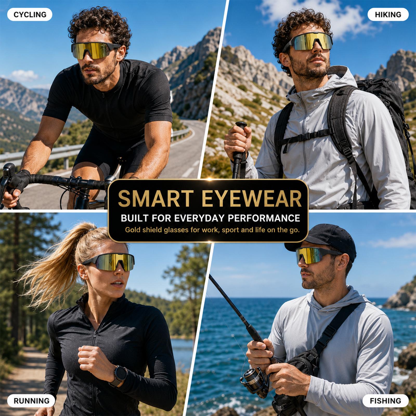 Bluetooth Smart Multifunctional Audio Sunglasses, Wireless Audio Eyewear with 130mAh Rechargeable Battery, Type-C Charging, UV400 Polarized Cycling Glasses with Open-Ear Audio and Hands-Free Calling for Men Women