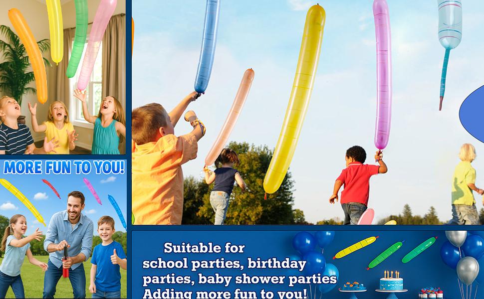 100-Pack Rocket Balloon Set, Balloon Party Supplies with Aerodynamic Tip, Inflator Pump, Reusable No-Refill Design for Indoor & Outdoor Fun, Kids’ Toys, Gifting Option, Inflator Balloon Pump