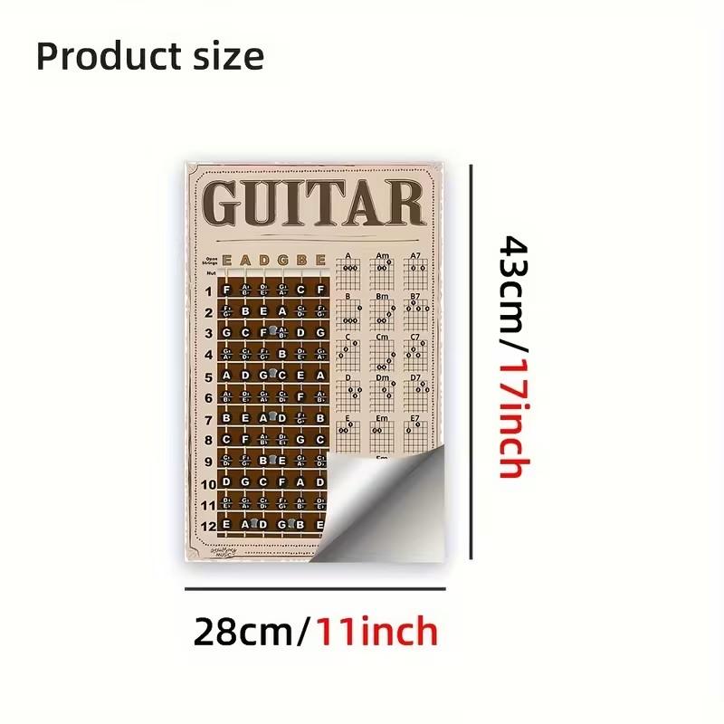 Guitar Chord and Fretboard Note Chart Stickers, Beginner Teaching Poster, Includes Chord and Note Stickers, 17 Inches X 11 Inches