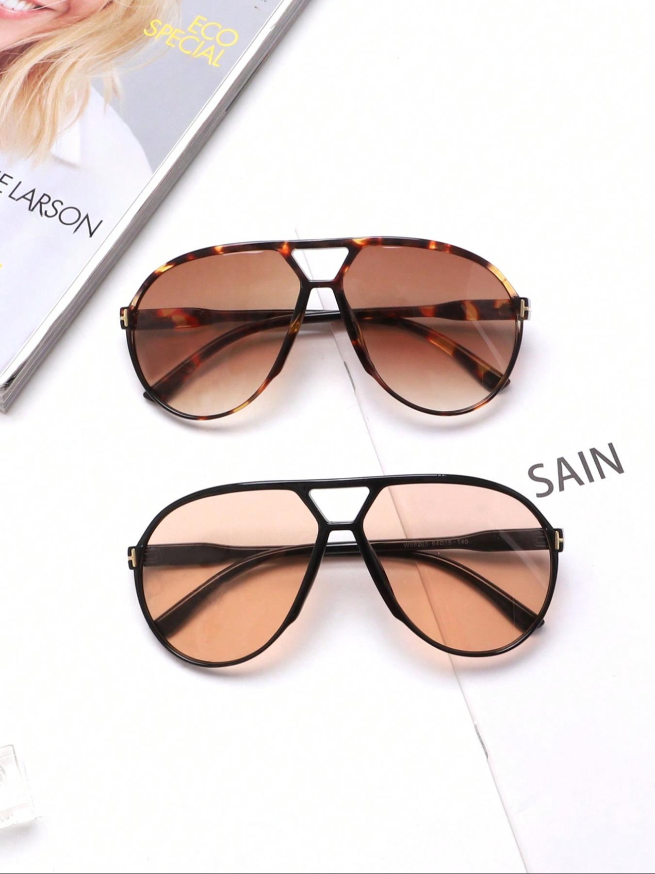 Women's Vintage Double Bridge Teardrop Aviator Glasses, Trendy   Classic Aviator Sunglasses for Everyday Use, Fashion Accessories for Outdoor Activities, Aviator Shades