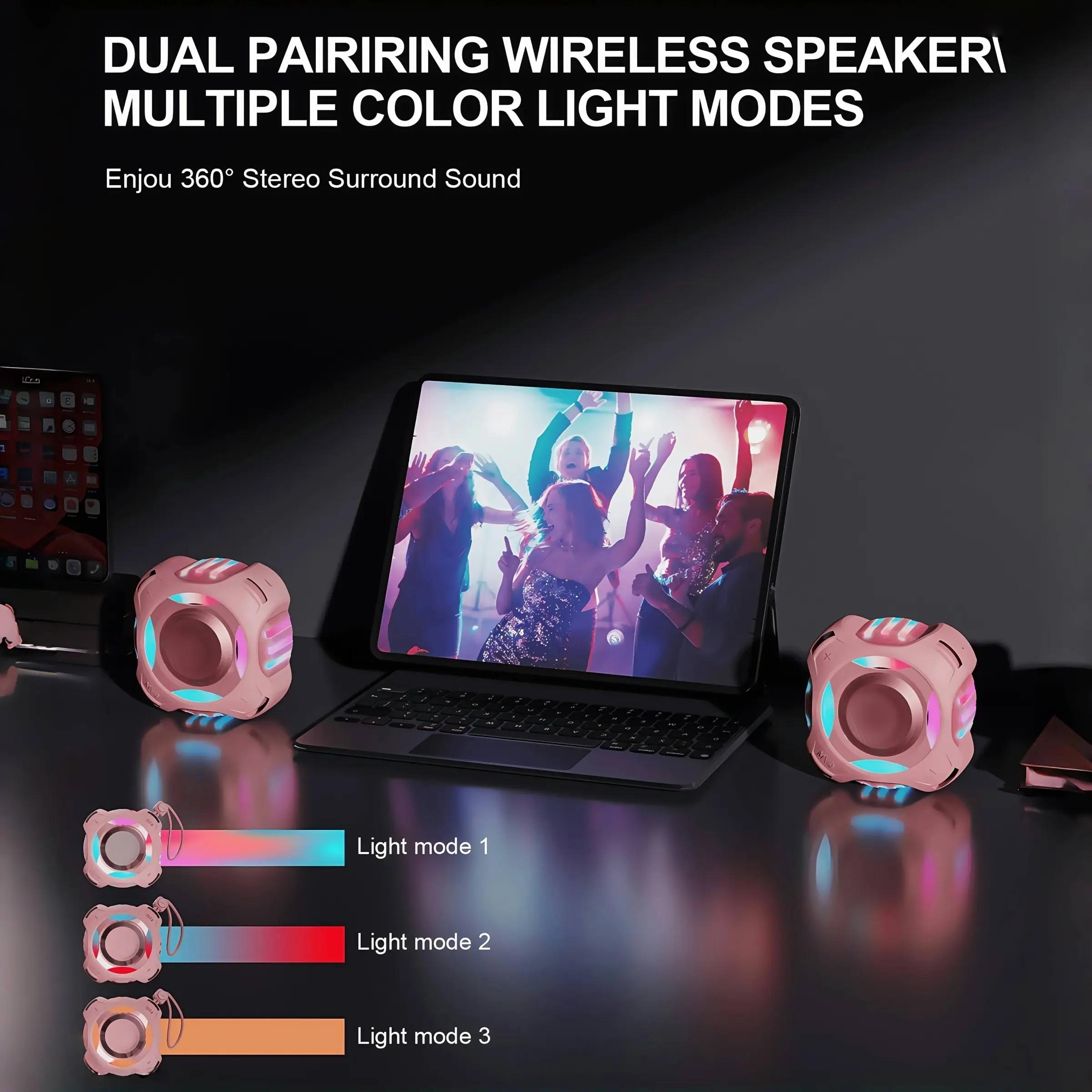 Bluetooth-compatible Waterproof Speaker Ipx7, 2000mah Portable Wireless Speaker with LED Light, HD Sound and Bass, Ideal for Beach, Kayak, Pool, Camping, Gift