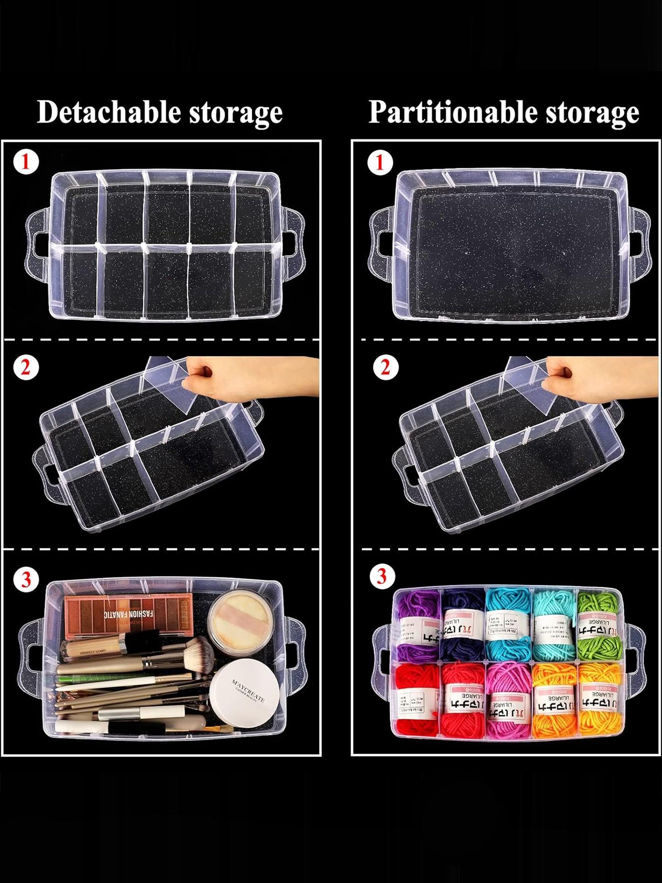 Three-Layer Stackable Storage Container Box with Dividers, 30 Compartments, Bead Organizer for Art Crafts, Jewelry Storage Solution, Stackable Structure