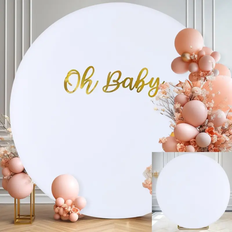 1PCS Solid Color Stretch Fabric Round Arch Cover, Iron Frame Wedding Arch Background Cloth, Photography Backdrop Decor, Photoshoot Backdrops, Arch Backdrop Banners for Home Party Birthday Wedding Decoration