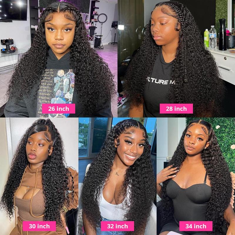 Bling Hair Kinky Curly Brazilian 13x4 Transparent Lace Front Wigs Human Hair 180% Density Curly HD Lace Front Wigs  For Black Women Adjustable Strap Nature Color Medium Cap Size True Length Dealsforyoudays TikTokShopHolidayHaul