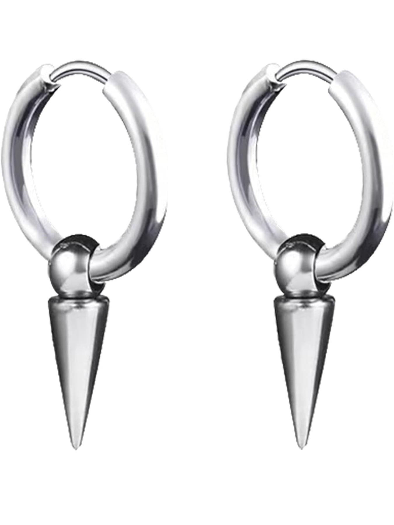 Personalized Punk Spike Dangle Drop Hoop Earrings, Stainless Steel Hoops for Women Men, Cuff Cartilage Tragus Helix Wrap Geometric Earrings