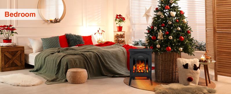 R.W.FLAME Electric Fireplace Heater, 20" Freestanding Fireplace Infrared Stove 1000W/1500W, 3D Realistic Flame Effects, Adjustable Brightness and Heating Mode