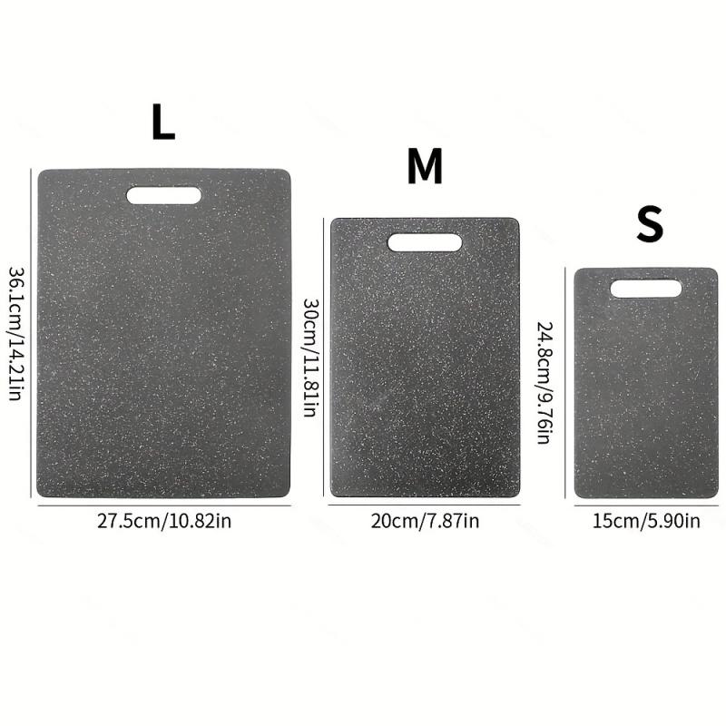 3-Piece Reversible BPA-Free Plastic Cutting Board Set, Charcoal Black