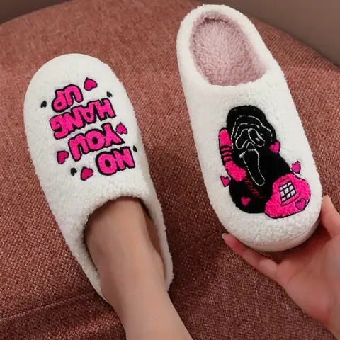 Punk Style Halloween Low Top Slippers, Soft Comfortable Home Shoes, Casual Slipper Shoes, Unisex Warm Winter Footwear, Perfect Gift for Christmas & Halloween