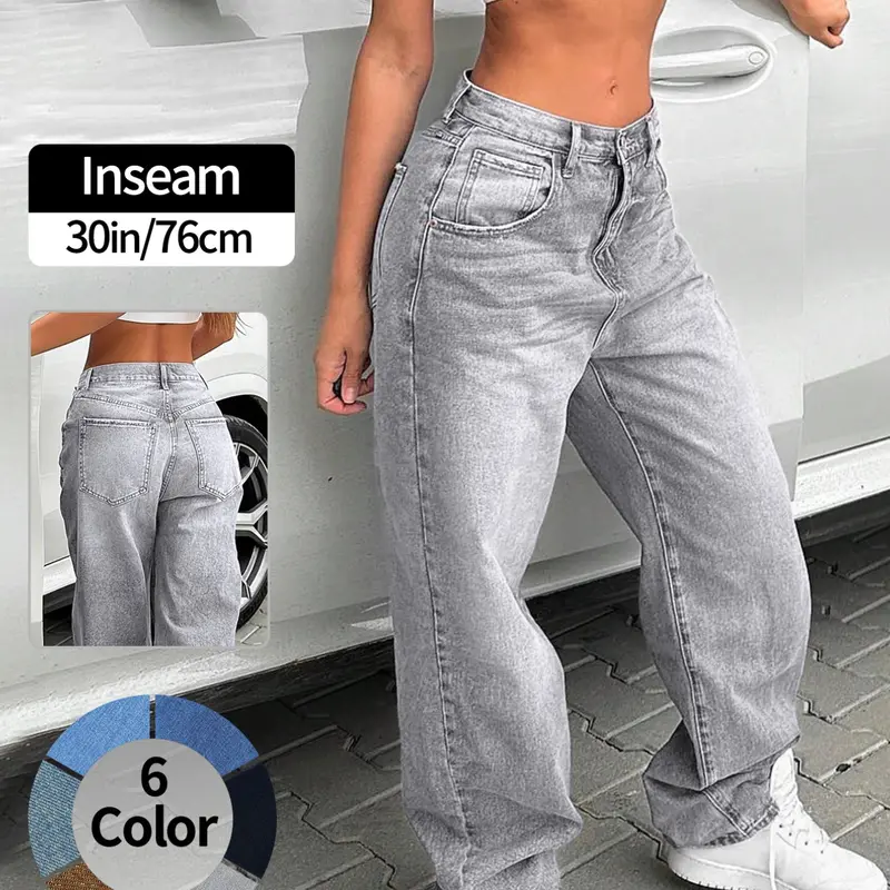NVFelix Casual Loose Wide Leg Jeans Women Y2K Fashion Streetwear Denim Baggy Jeans Autumn Winter Trend