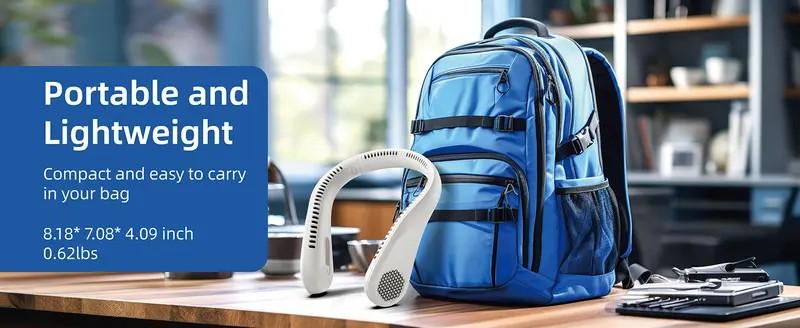 Portable Neck Fan-5200mAh Rechargeable USB-Powered Cooling Fan With 3 Speed Hands Free Bladeless For Tent, Outdoor - Battery Powered Fan(4-16Hrs) - Compact & Lightweight For Picnic, BBQ, Fishing, Travel, Jobsite Portable Neck Fan-5200mAh Rechargeable USB-Powered Cooling Fan With 3 Speed Hands Free Bladeless For Tent, Outdoor - Battery Powered Fan(4-16Hrs) - Compact & Lightweight For Picnic, BBQ, Fishing, Travel, Jobsite