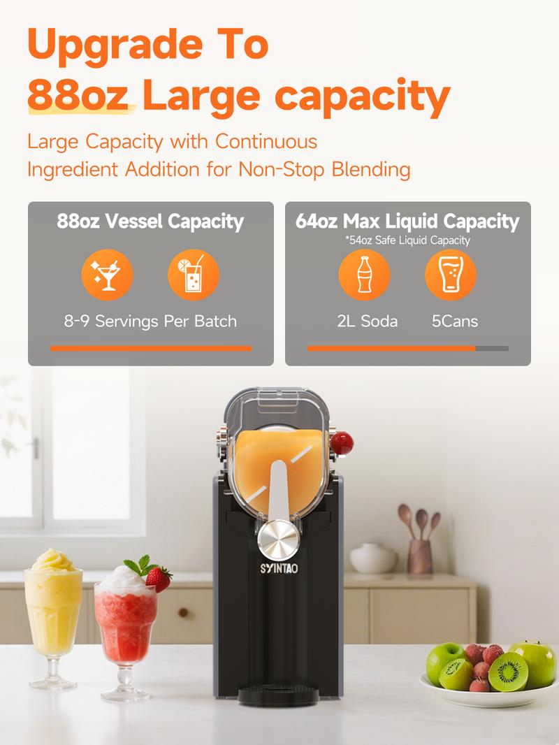 SYINTAO Slushie Machine Valentine’s Gift — Make slush, margaritas, cocktails, frappés & milkshakes with no ice needed. Auto-cleaning & multi-function options included. Ideal for couples’ date night, parties & family gatherings.