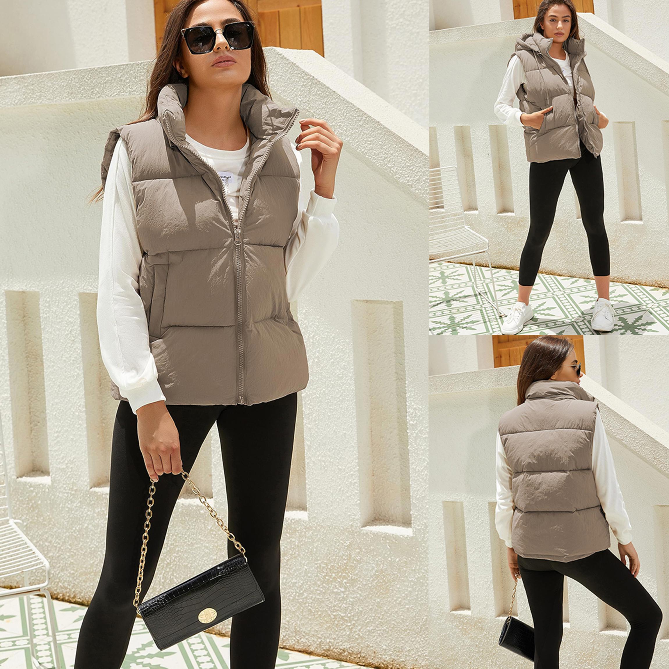 Buenoble Women's Puffer Vest with Removable Hood Zip Up Lightweight Sleeveless Quilted Down Jacket for Winter