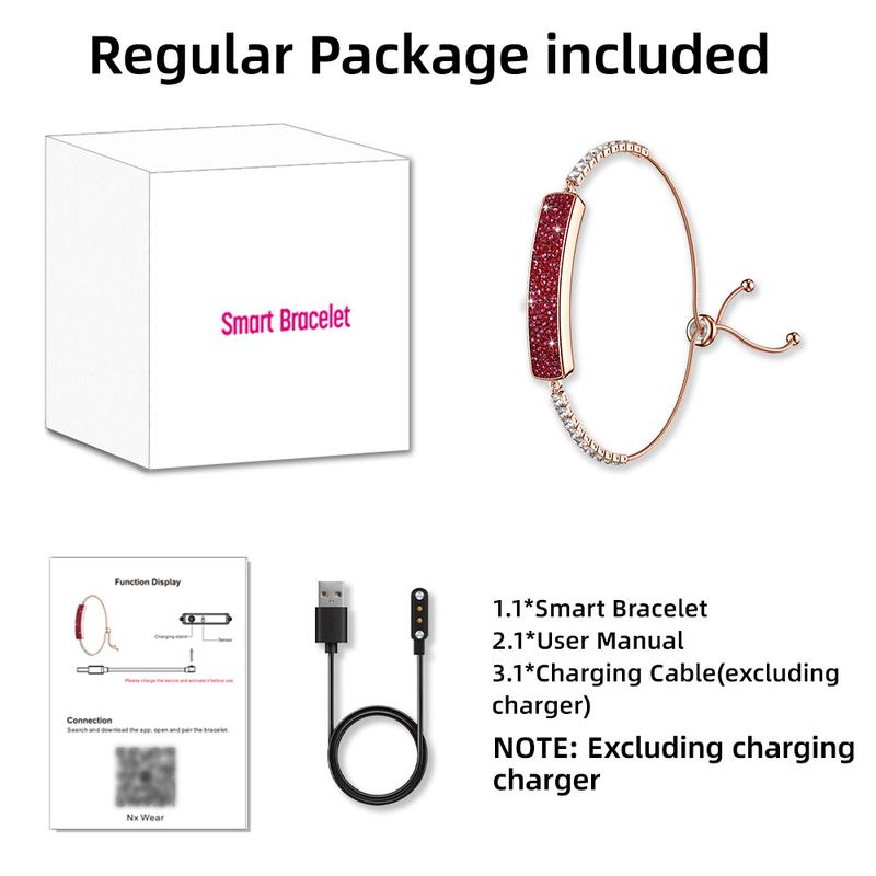 Lifebee Smart Fashion Bracelet, Women's Sport Diamond Ring, Accurate Heart Rate Pressure Sleep Monitoring, Syncs Data Via APP, Fitness Tracker