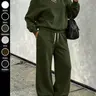 Women's Two-Piece Set, Fall, Asymmetrical Sweatshirt and Wide-Leg Pants, Soft Knit Fabric, Casual Daily Wear, Multiple Colors Available