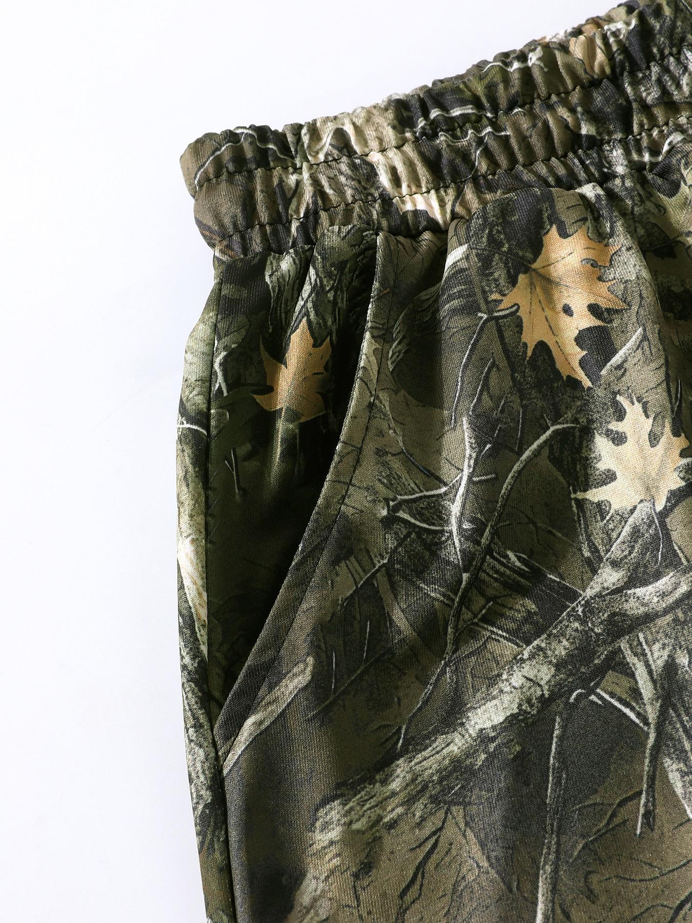 3-Pack Women's Summer Solid + Camo Tree Pattern + Leopard Print Logo Side Pocket Loose Sporty Shorts, Elastic Waist Design, Essential Shorts for Casual Outdoor Wear, Sports Fitness, and Street Style Outfits