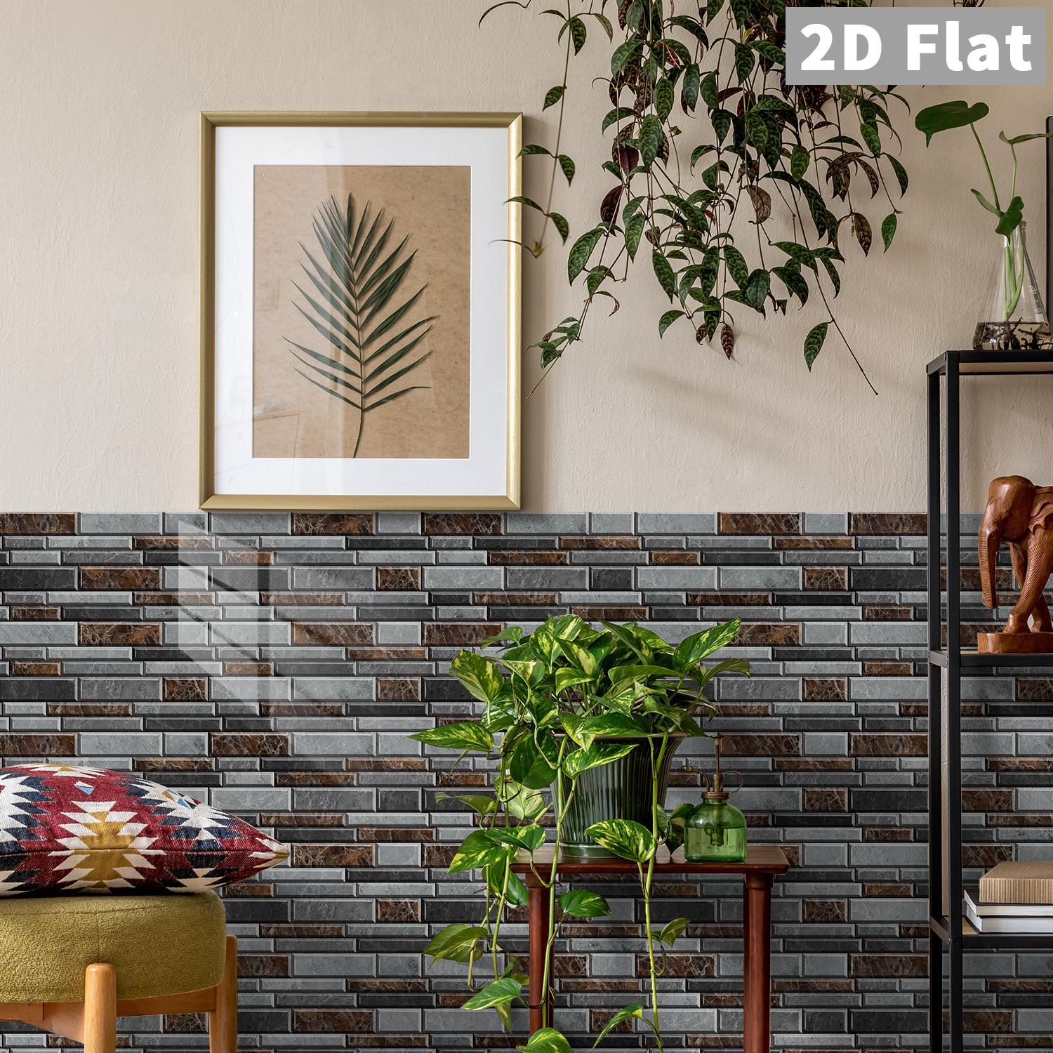 24pcs Marble Tile Stickers, Brick Shaped Patterns, Self-Adhesive Waterproof, Strong Adhesion, Ideal Choice For Rooms, Living Rooms, Kitchens, Corridors