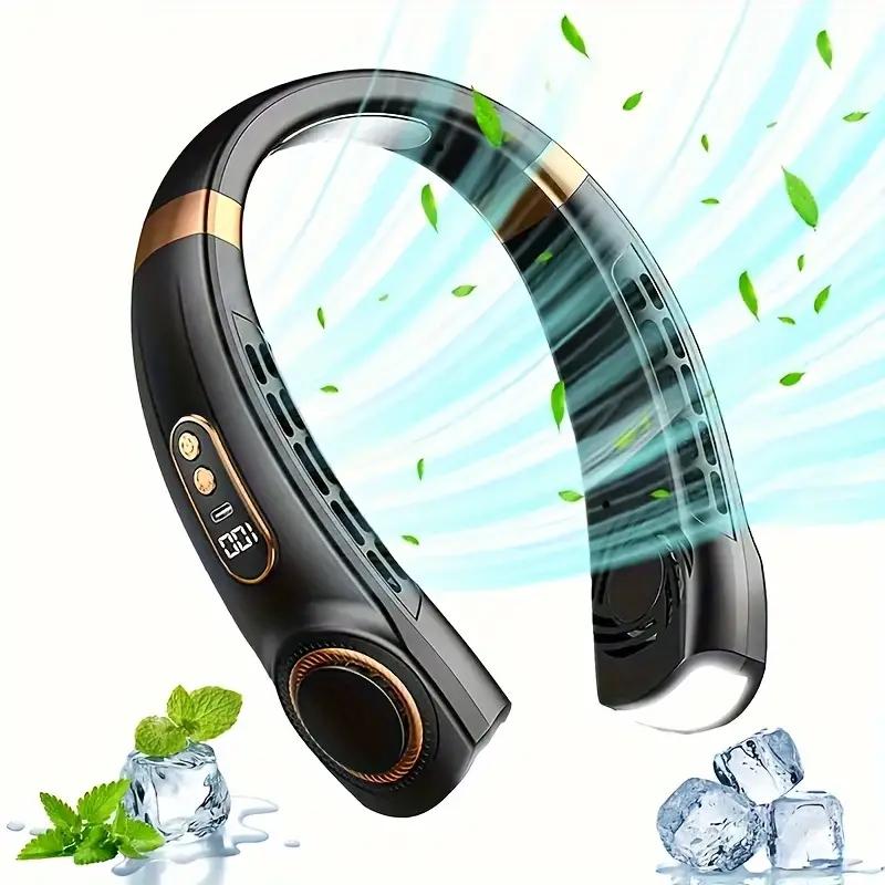 2026 Upgraded Bladeless Neck Fan, Portable Neck Air Conditioner, 360° Cooling USB Rechargeable, 5 Speeds Quiet Fan for Outdoor Sports Travel Office