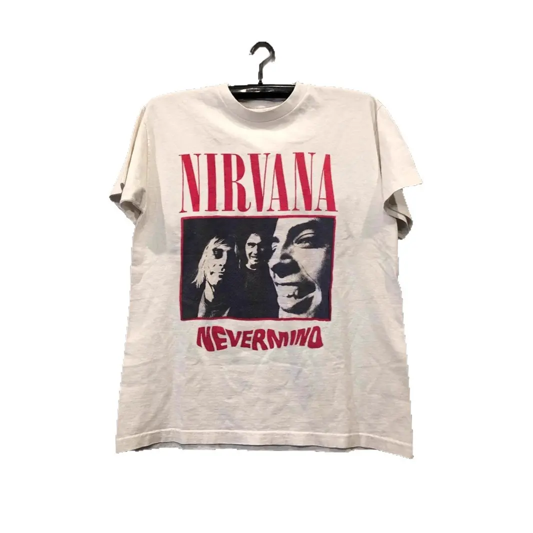 Trendy printed T-shirt with Nirvana band Kurt Cobain print, loose-fitting short-sleeve T-shirt