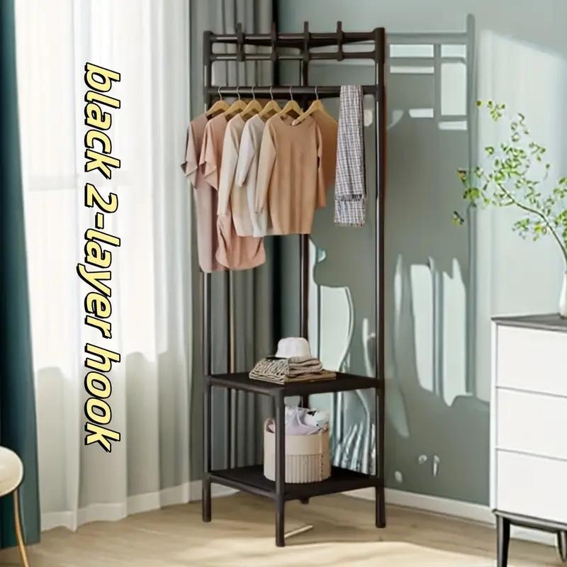 Multi-Layer Clothes Rack with Hooks, Easy Assembly, Corner Design, Ideal for Home Use, Bedroom Storage, Hanging Clothing, Bags, Shoes, Organiser