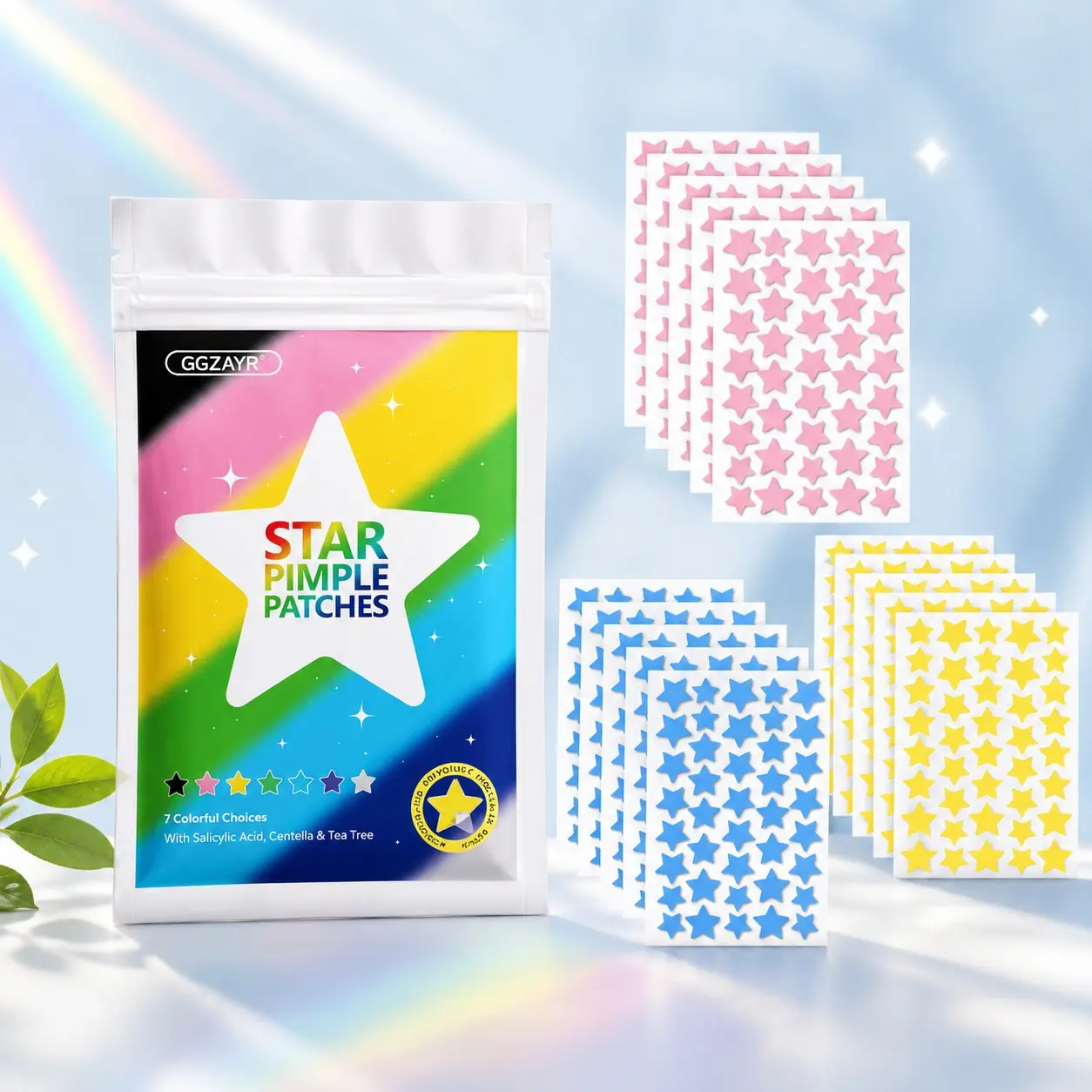 600pcs Rainbow Star Pimple Patches, Cute Colorful Face Stickers for Party Looks, Photo Days, Music Festivals, Travel Bags and Everyday Skin Care