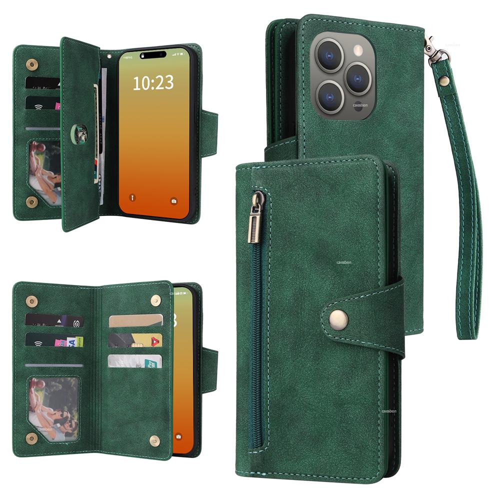 Zipper Wallet Phone Case for IPhone 17 1615 14 13 12 11 Pro Max Mini  Card Slots Strap Leather Cover