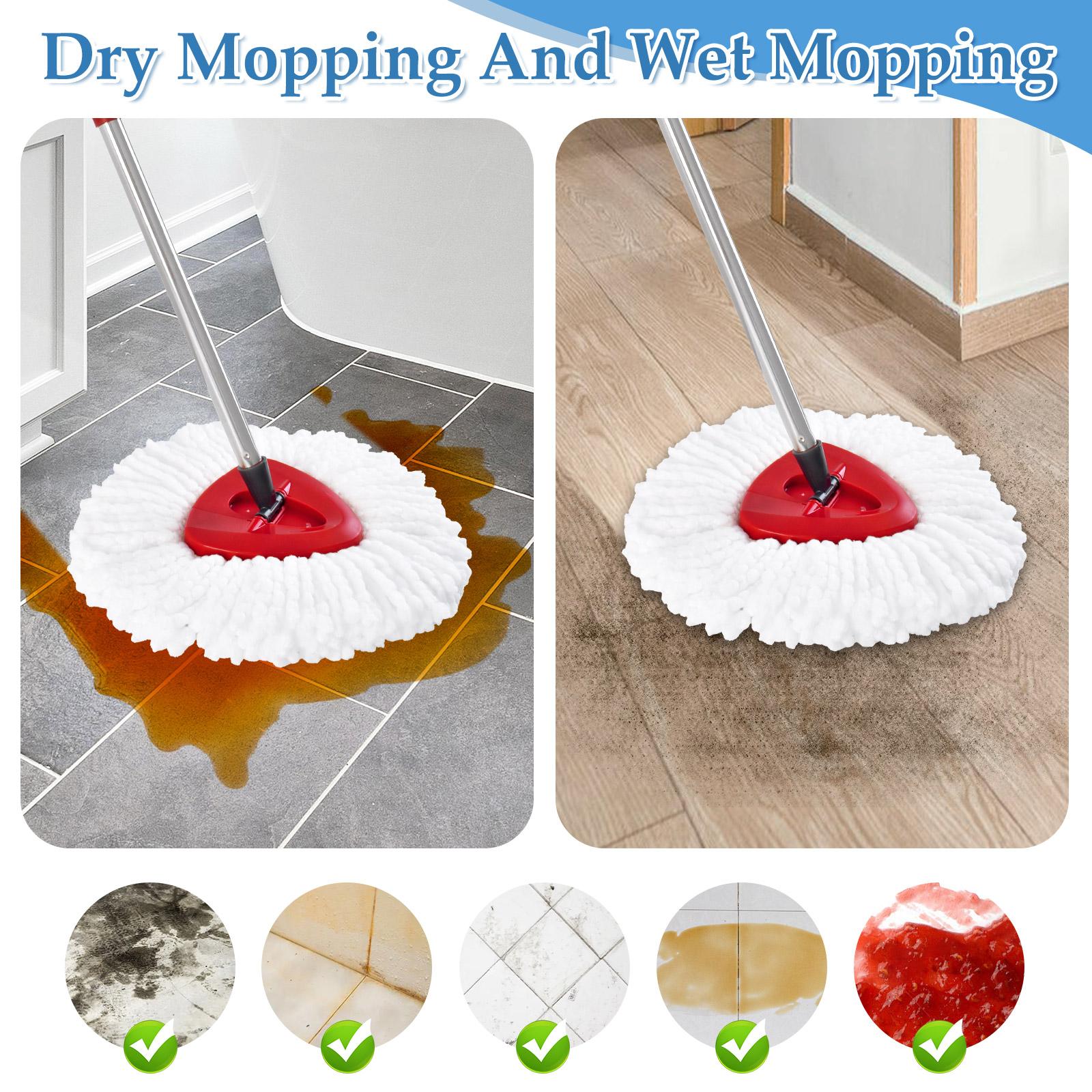 1 set Upgrade Triangle Rotating Mop Set, Includes Mop Handle, Base, Replacement Brush Head and 2Microfiber Refills, Compatible with Vileda/o-Cedar System, Effective and Easy Cleaning Set, Kitchen Bathroom Cleaning Supplies, Christmas, Triangle Mop Heads