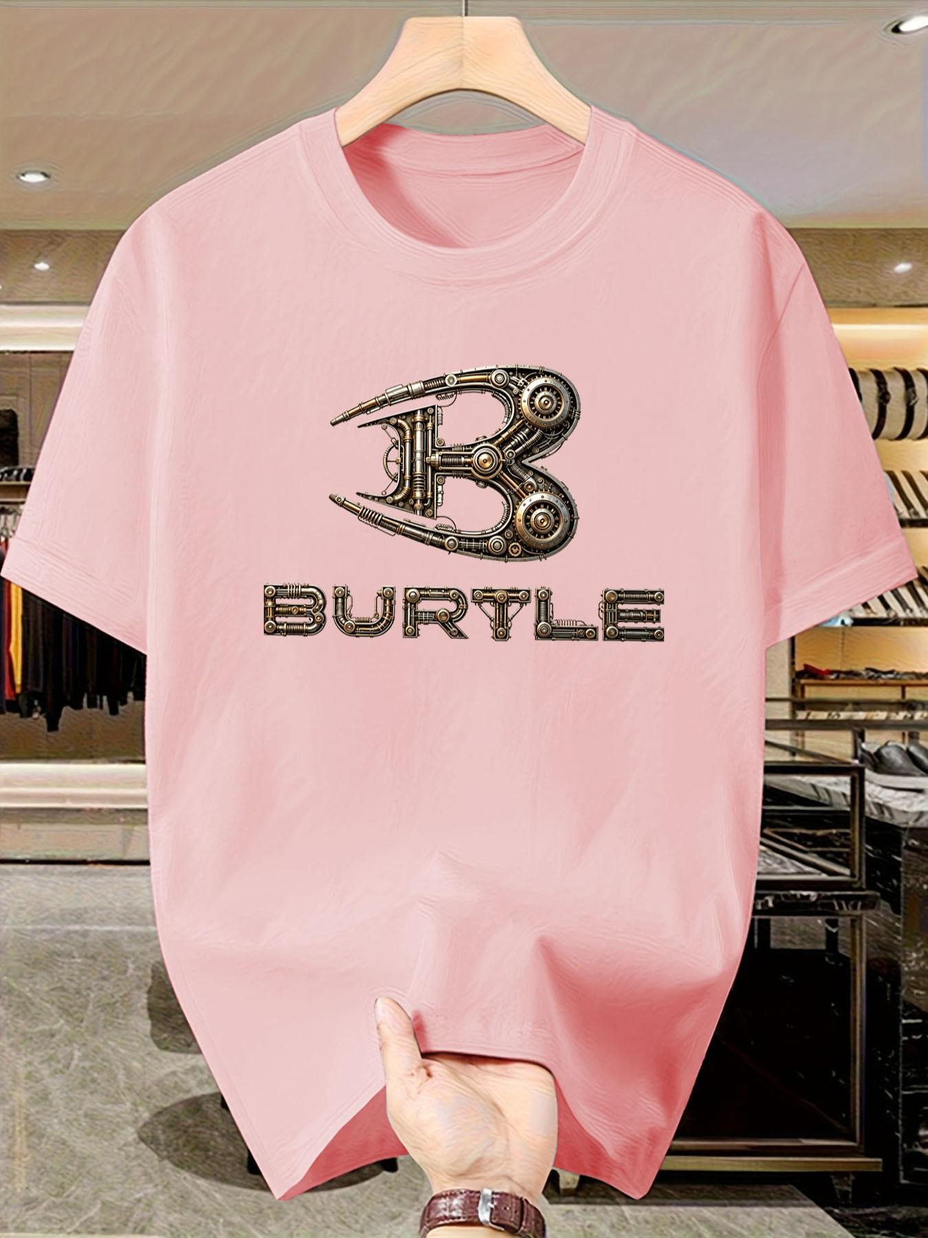 Bur Turtle Men's Steam Punk Mechanical Pattern T-Shirt, Short Sleeve Slim Fit Casual Top, Unique Design for Daily Wear