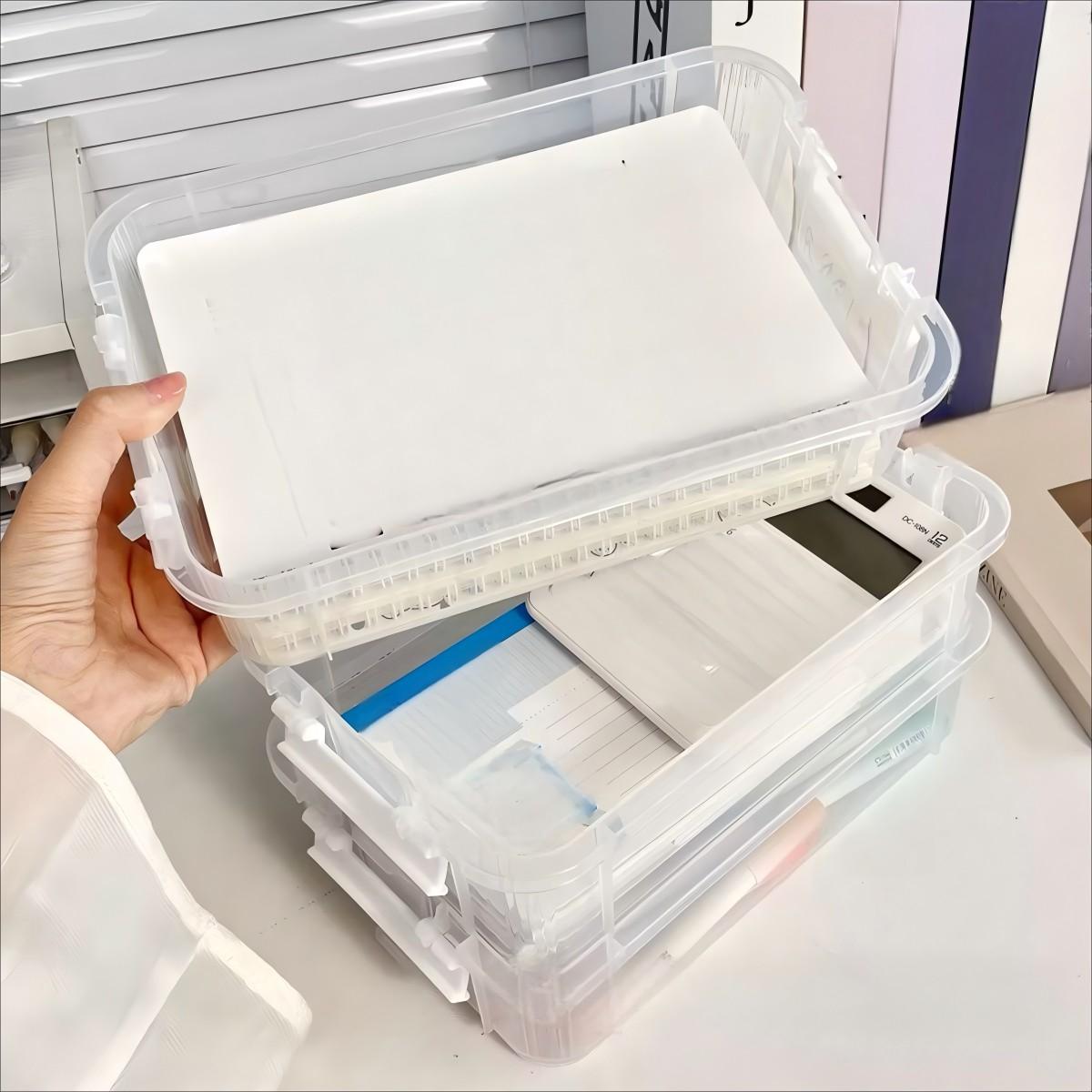 Portable Desktop Organizer Box, Stackable Toy Storage Shelf, Multi-Compartment Storage Bin, Desk Organization Solution