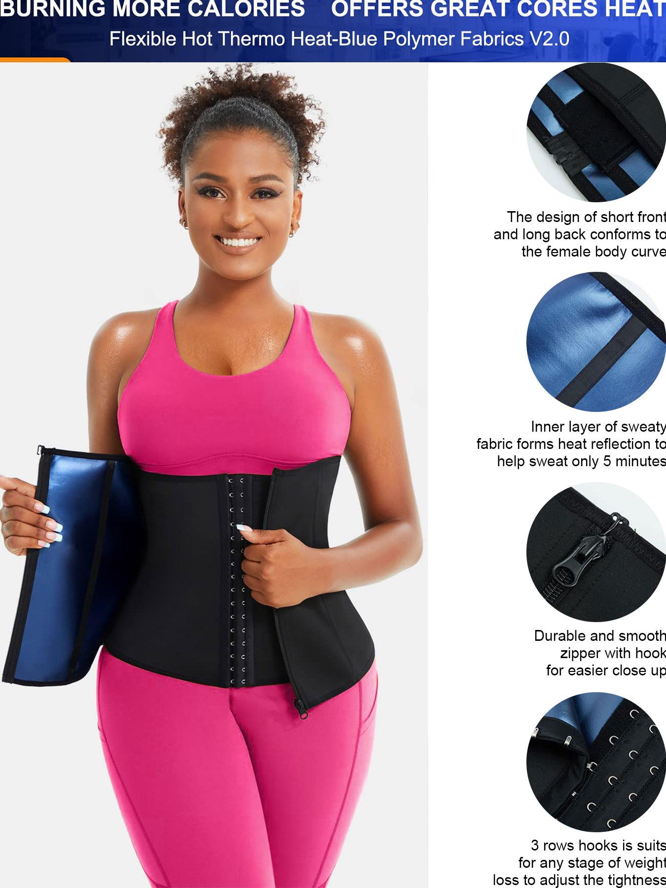 Women's Coated Waist Cincher Shapewear Belt with 4 Steel Bones Support, Zipper Closure, Dual Layer Abdominal Shaper, All Seasons