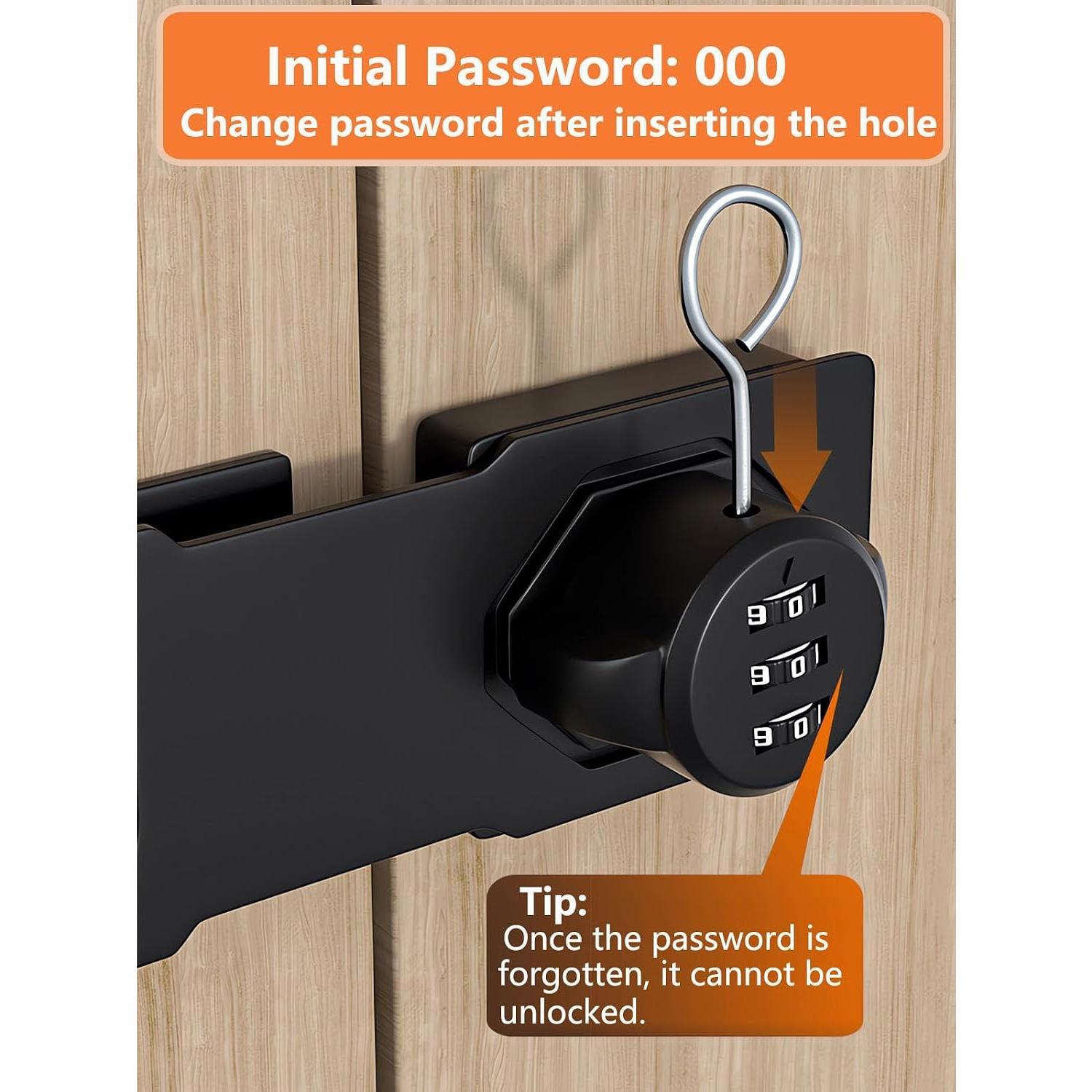Bifold 3-Digit Password Keyless Cabinet Lock with Combination Sliding Closet Lock, Pantry Door Lock, Closet Door Lock for Double Barn Shed Door Yardlock for Garage Garden - 1 count