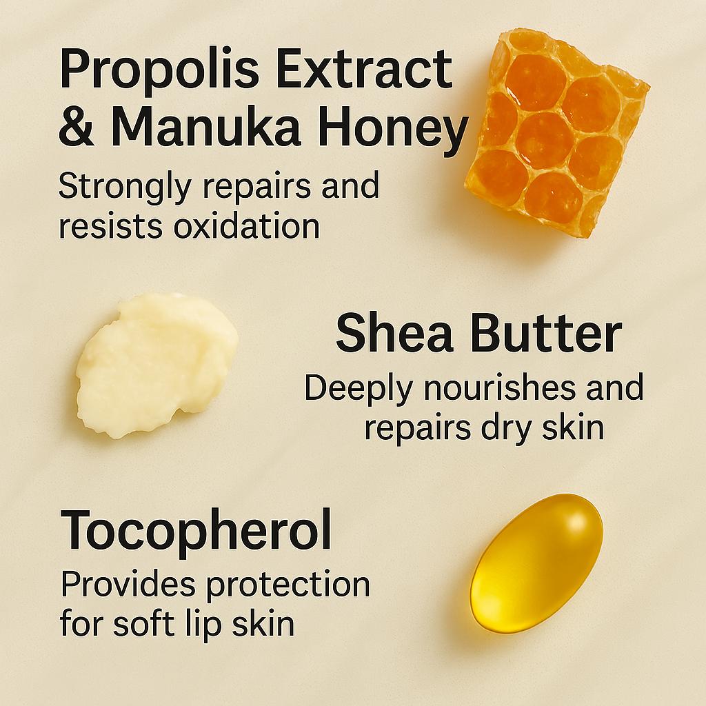 Grade S - VDDO Manuka Honey Lip Balm - moisturizes, softens and protects dry lips, propolis ingredients deeply nourish and moisturize lips all day long for use on the go! Grade S - VDDO Manuka Honey Lip Balm - moisturizes, softens and protects dry lips, propolis ingredients deeply nourish and moisturize lips all day long for use on the go!