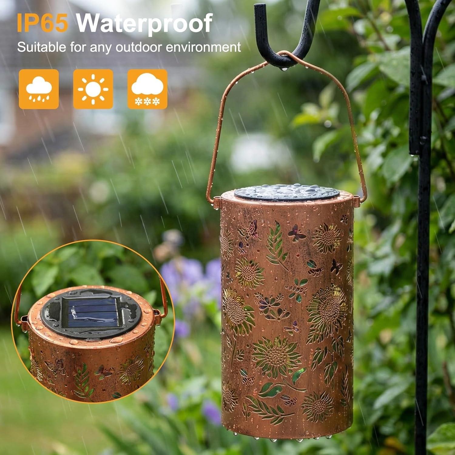 Colorful Sunflower Glow Solar Garden Lantern - Outdoor Waterproof Decorative Hanging Solar Lights, Metal Solar Powered Garden Decor for Patio, Yard, Gifts (Sunflower)