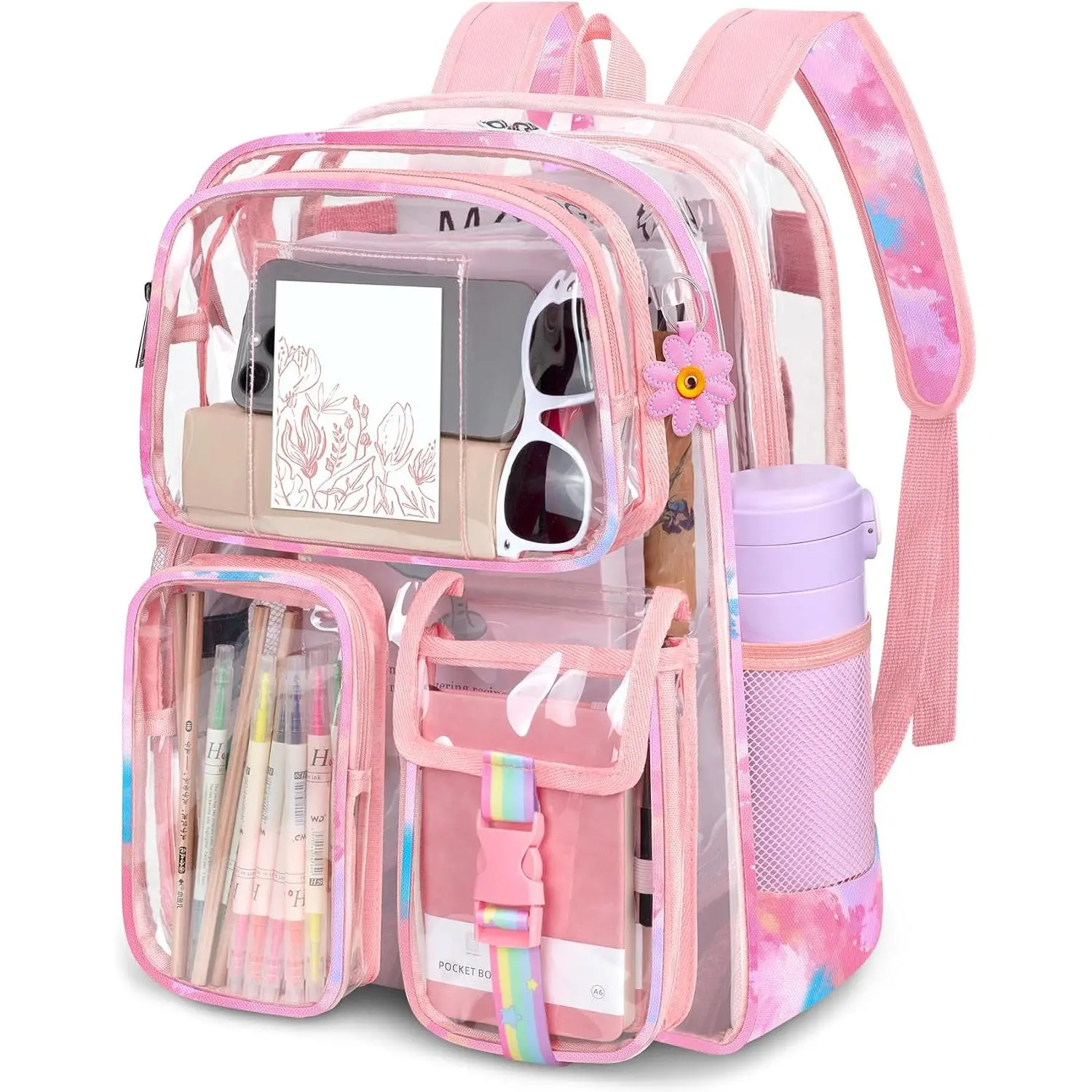 Clear Backpack for School, 17 inch Heavy  PVC Transparent Bookbag