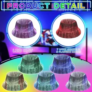 USB Seven-Color Fiber Optic Hat Fisherman Design, Perfect for Friend Gatherings, Holiday Gifts, Party Favors, Exchange Presents