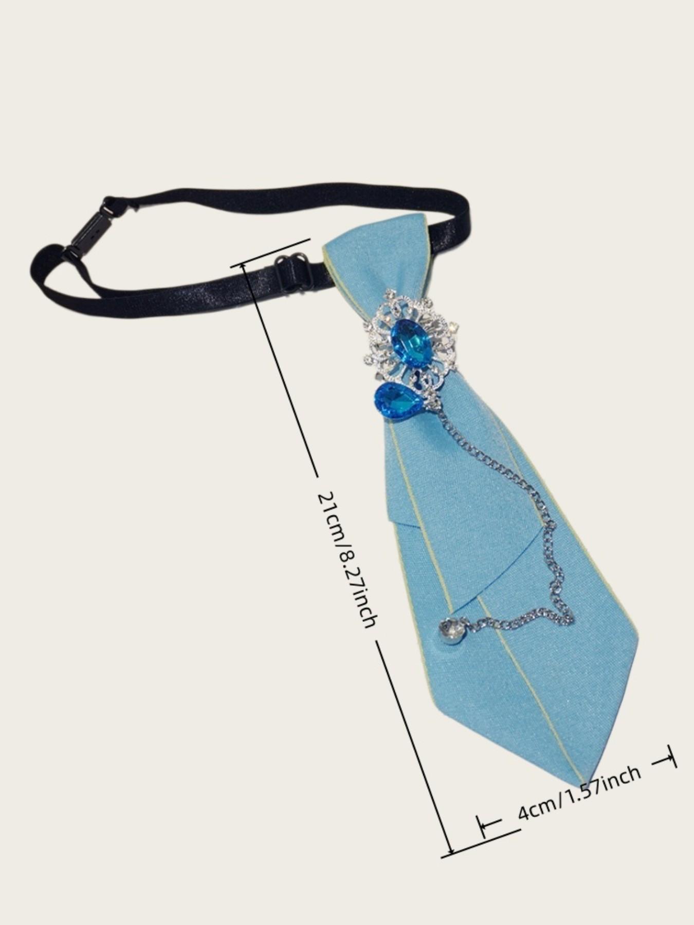 Dreamy Ice Style Lapel Pin, No Zipper Design, Aquamarine Rhinestone Chain Tie, Perfect for Suits, Formal Wear, Wedding Accessories