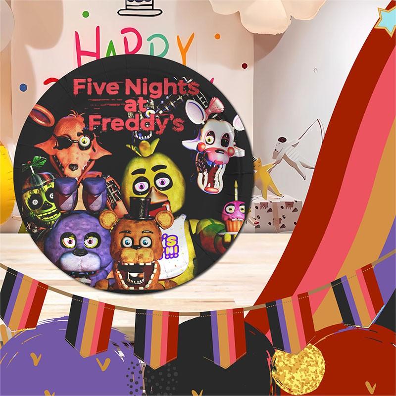 FNAF At Freddys -Retro Pizzeria Animatronic Print Party Tableware, 20pcs Disposable Plates & Cups Set, Perfect for Parties and Events, Stylish and Convenient