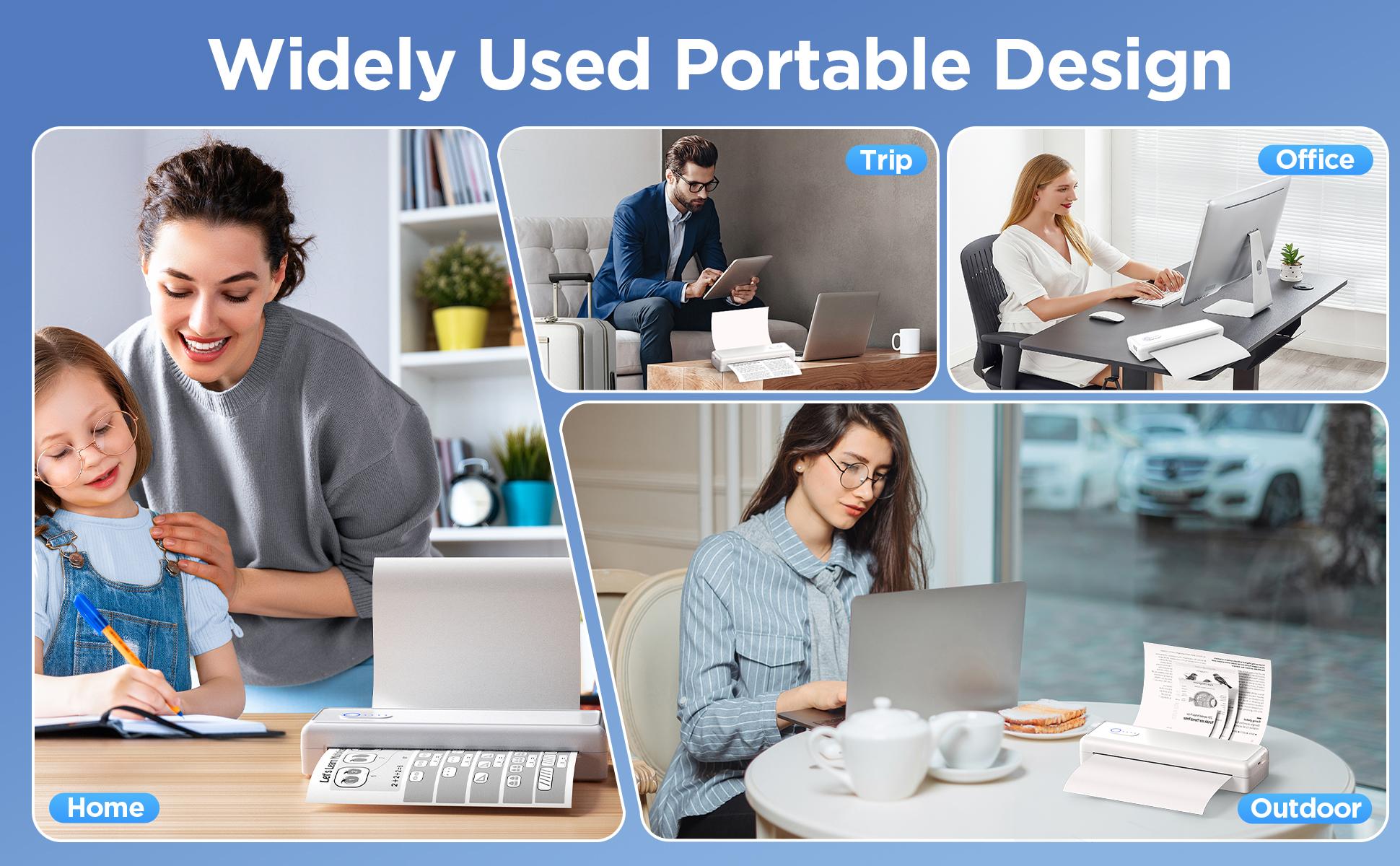 A4 Thermal Printer Bluetooth Compatible with IOS Android-Support 8.5X11 US Letter A4 Paper 2"3"4“-Inkless Printers for Home Use Office Car