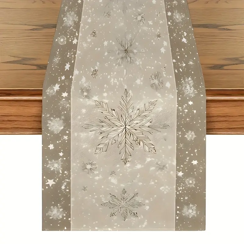 Elegant Winter Snowflake Table Runner, Luxurious Rectangular Dining Decor, Soft /mint Tone, Non-Slip Easy Clean Fabric, Festive Holiday Decoration