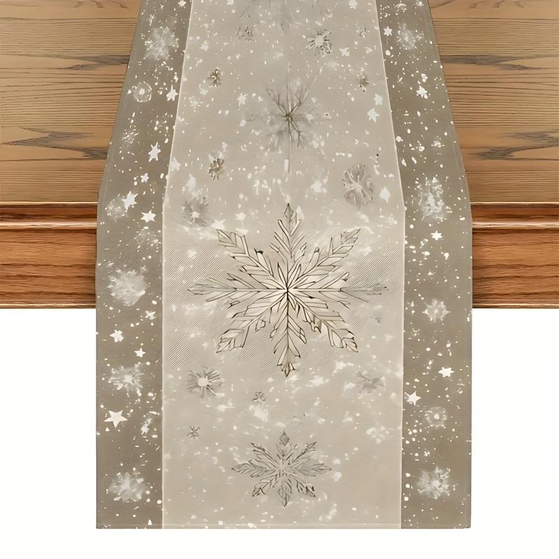 Elegant Winter Snowflake Table Runner, Luxurious Rectangular Dining Decor, Soft /mint Tone, Non-Slip Easy Clean Fabric, Festive Holiday Decoration