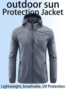 Men's UPF50+ Sun Protection Hooded Sport Jacket, Lightweight Breathable UV Protection, Summer, Fishing, Hiking