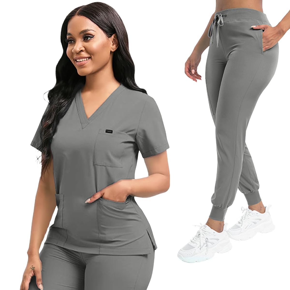Comfortable Leisure Care Center Daily Practical Work Clothes Set Nurse Uniform Women Solid Nursing Set Hospital Doctor Scrubs Sets Unisex Pet Clinic Veterinary Workwear
