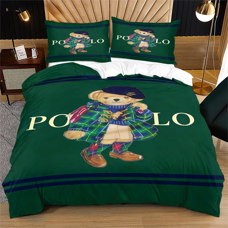 Bear Themed Duvet Cover (Including 1 Bed Cover And 1-2 Pillowcases,No Pillow Inserts or Comforter Included), Vintage Polo Teddy Bear Bedding, Suitable For Decorating Rooms And Bedrooms For Boys, Girls, And Teenagers