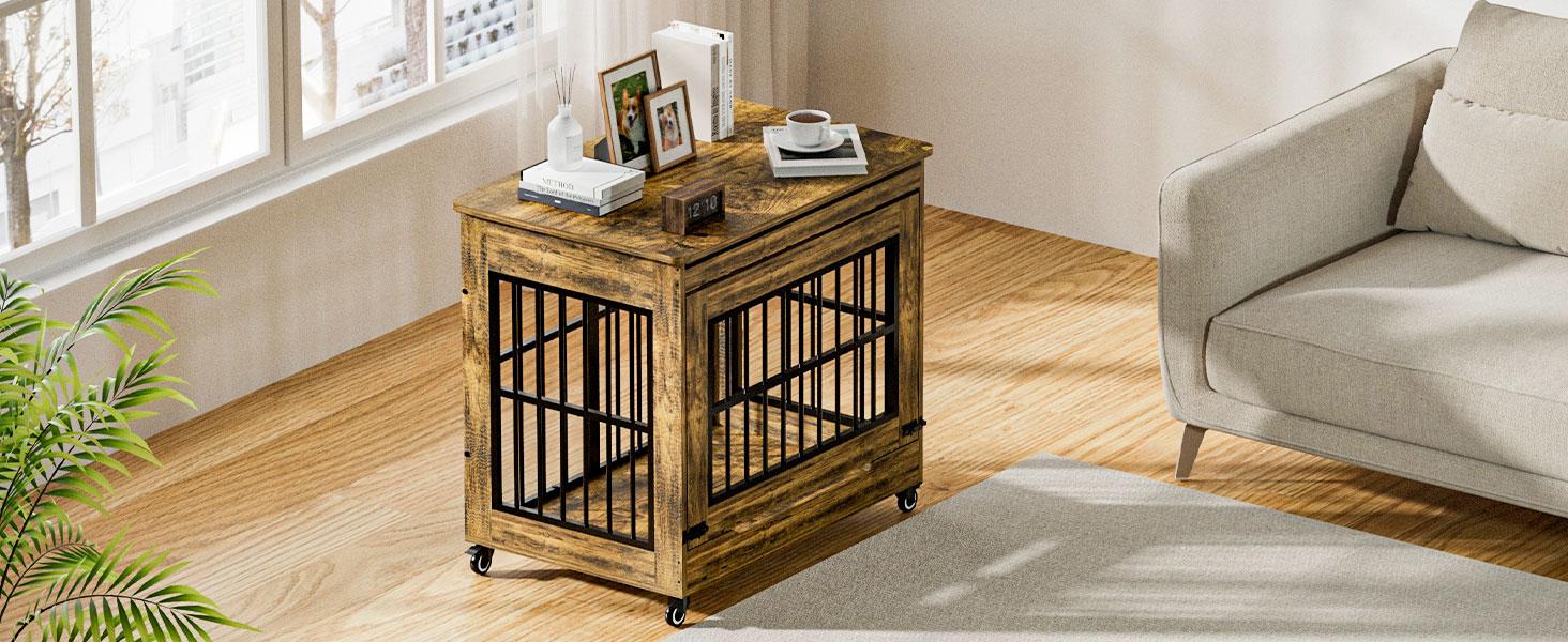 ZZWHOM Premium Solid Wood Dog Crate – Large Indoor Pet Kennel with Lockable Door, Multiple Sizes for Medium to Giant Breeds
