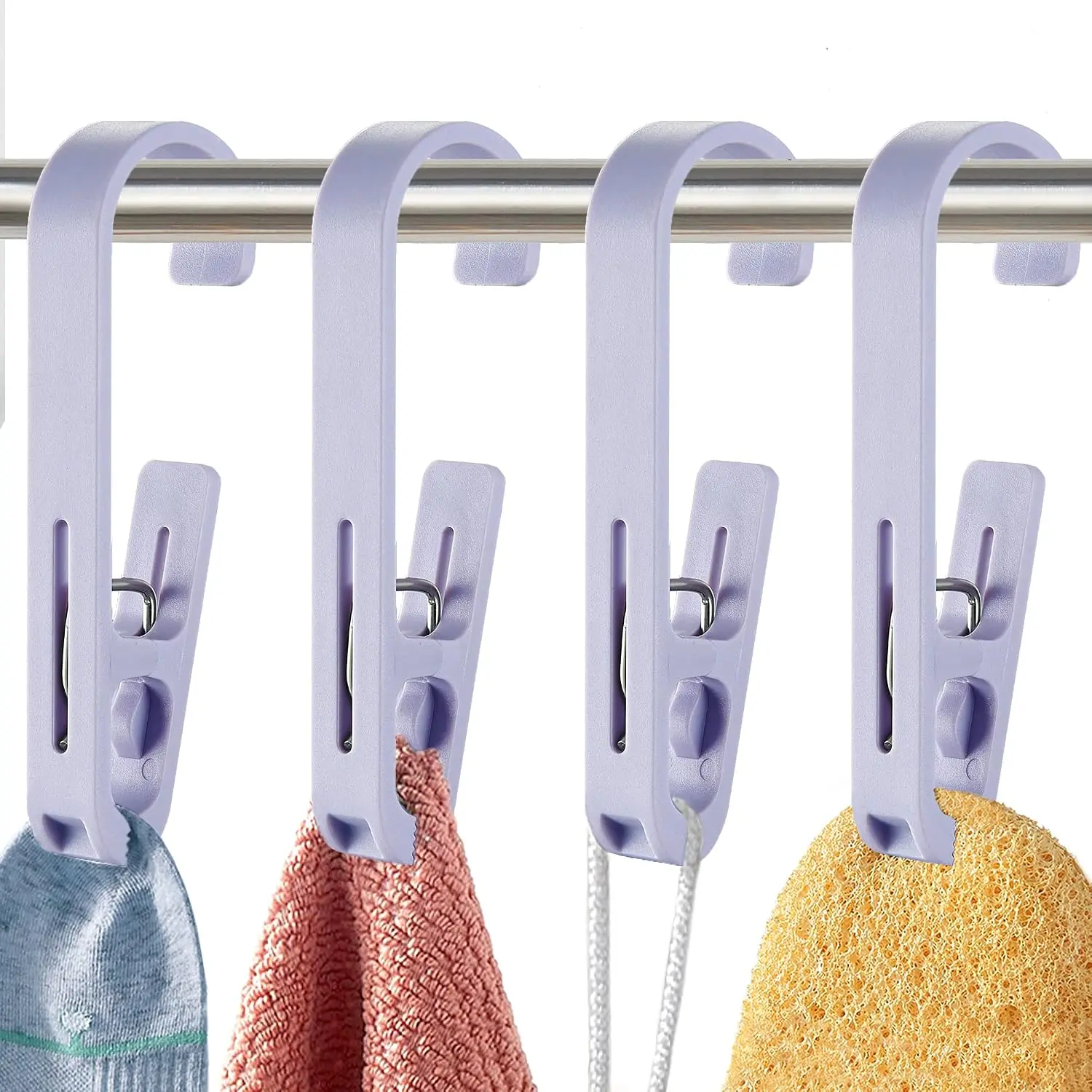 Laundry Hooks with Clips Hanger Closet Organizer Clamps Socks Boot Bras Towels for Bathroom Wardrobe Kitchen Office 4 count ()
