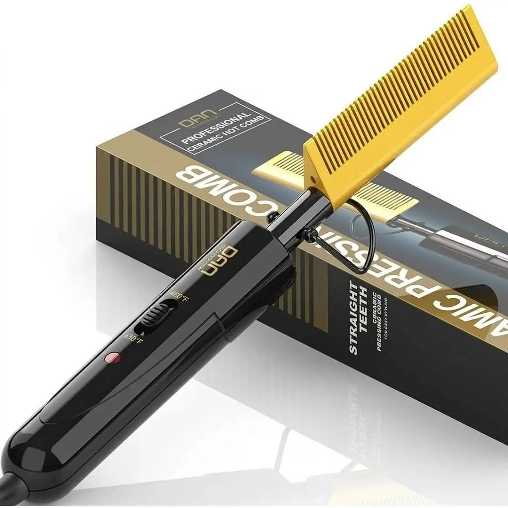 Small Ceramic Hot Comb for Lace Front Wigs - Dual Voltage, Fast Heating Straightening Tool for Black Hair, Single Item
