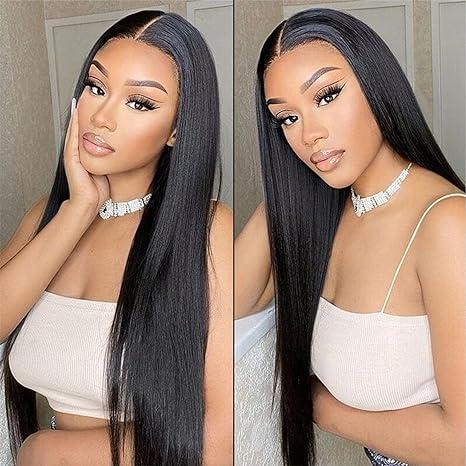 Bling Hair 13x6 Lace Frontal Wigs Real Hair Transparent Straight 13x4 Lace Frontal 180% Density Natural Color For Women