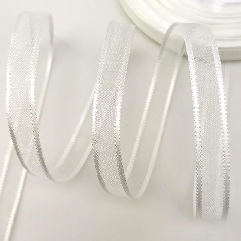 Handmade Ribbon Roll, 50m Long, 1cm Wide, Organza Semi-Transparent Design, Ideal for Gifts, Weddings, Crafts, DIY Projects Decoration
